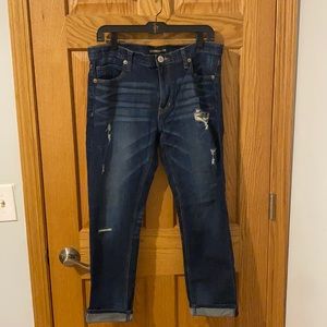 Ripped girlfriend jeans